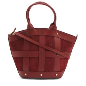 🔹️CHEVAL🔹️ Bordeaux  Made In Italy Leather And Suede Tulip Satchel